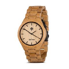 ZeiTime Damen Herren Holz-Armbanduhr komplett aus Bambusholz