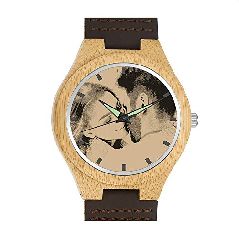 SOUFEEL Herren Uhr Armbanduhr Personalisierte Holzuhr
mit Foto und Gravur Analog Japanisches Quarzwerk mit
Lederarmband Bambus Durchmesser 45mm Geschenk für
Männer