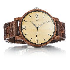 Cari Herren Männer Holzuhr 43mm mit Schweizer Uhrwerk
– Holz-Armbanduhr Havanna-061