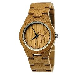 Handgefertigte Holzwerk Germany® Designer Damen-Uhr
Öko Natur Holz-Uhr Armband-Uhr Analog Klassisch Quarz-Uhr
mit Hirsch Motiv