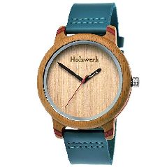 Handgefertigte Holzwerk Germany Designer Damen-Uhr
Herren-Uhr Öko Natur Holz-Uhr Leder Armband-Uhr Analog
Klassisch Quarz-Uhr in Blau Türkis Rot Braun