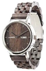 LAiMER Herren-Armbanduhr RAÚL Mod. 0063 aus Sandelholz
– Analoge Automatikuhr mit Edelstahlgehäuse
und Armband aus Holz – 21 Jewels